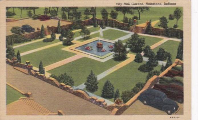 Indiana Hammond City Hall Garden 1952 Curteich