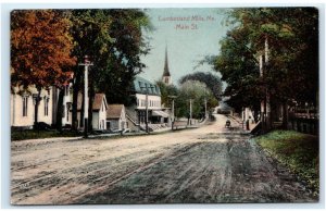 CUMBERLAND MILLS, ME ~ Hand Colored MAIN STREET Scene ~1919  Postcard 