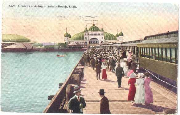 1914 D/B Crowds arriving at Saltair Beach Utah, UT