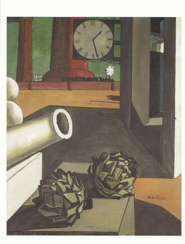 Giorgio De Chirico The Philosophers Conquest 1914 WW1 Clock Painting Postcard