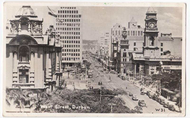 South Africa; West St, Durban RP PPC, Unposted, c 1950's 