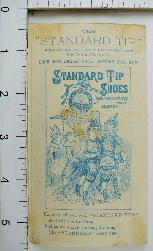 1870's-80's Standard Tip Shoes Adorable Children Dancing Around Banner P41