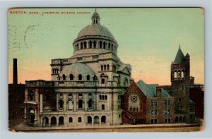 Boston MA, Christian Science Church, Vintage Massachusetts c1911 Postcard