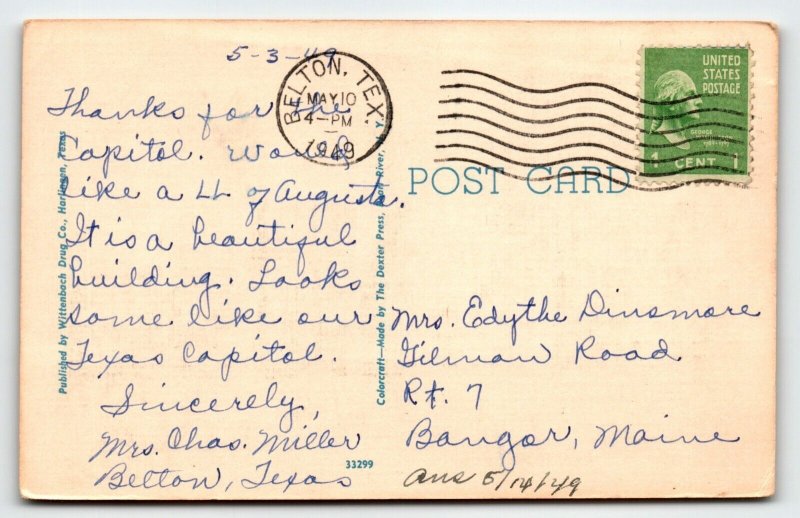 Greetings From McAllen Texas Large Big Letter Linen Postcard Dexter 1949 Vintage