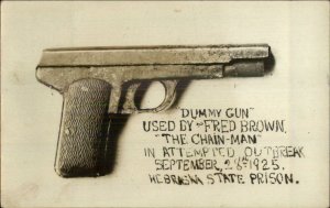 Dummy Fake Gun Nebraska State Prison Escape 1925 Real Photo Postcard