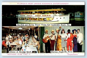 Fort Lauderdale Florida Postcard Bar-B-Q Shrimp Dinner Multiview c1960 Vintage