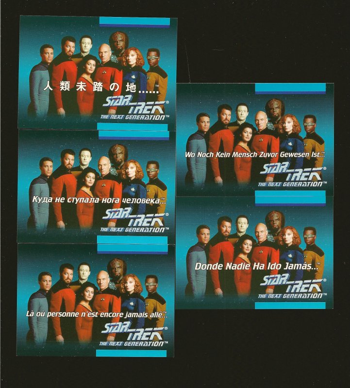 Impel 1992 Star Trek The Next Generation Set of 5 Different Language Cards OIA-E