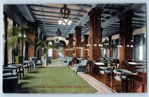1910 Victoria British Columbia Canada Postcard Writing Room Empress Hotel Lounge