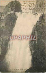 Old Postcard Around Montlucon Dam on the Cher Rochebut the Waterfall of the weir