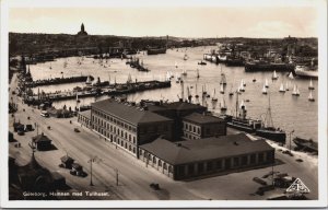 Sweden Gothenburg Göteborg Hamnen med Tullhuset Vintage RPPC C041