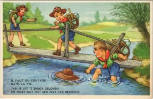 PC SCOUTING, IL FAUT DU COURAGE, Vintage Postcard (b28569)