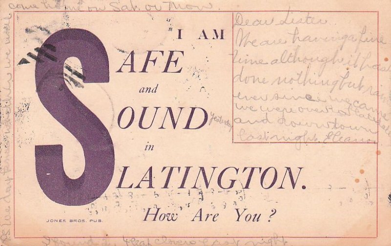 Postcard Safe Sound Slatington PA 1907