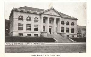 Vintage Postcard 1900's Public Library Eau Claire Wisconsin WI