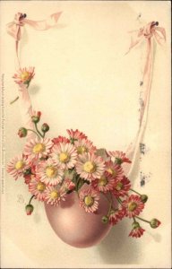 Meissner & Buch Pink Easter Egg and Flowers c1910 Vintage Postcard