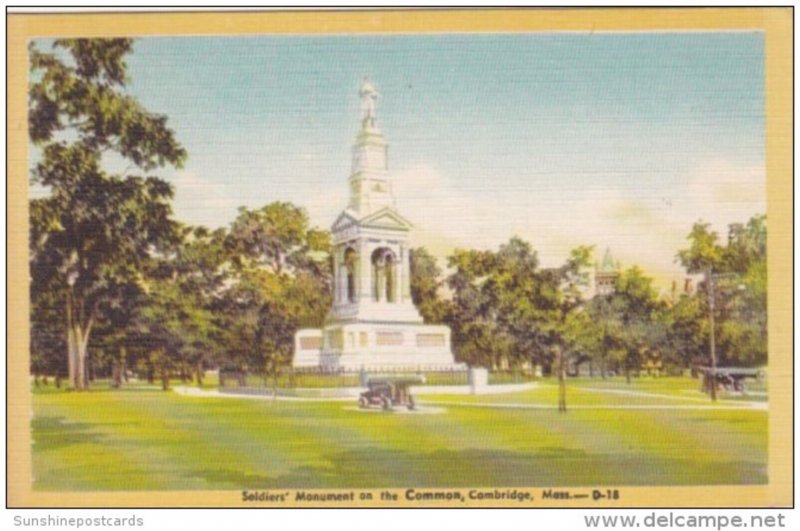 Soldiers' Monument On The Common Cambridge Massachusetts Dexter Press