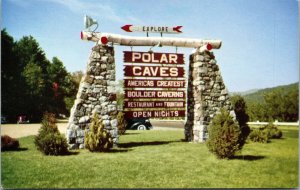 Vtg White Mountains New Hampshire NH Polar Caves Entrance Signs View Postcard