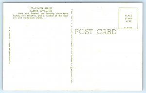 Casper Wyoming  WY Center Street Postcard
