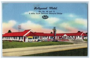 c1940's Hollywood Motel Roadside View New Castle Delaware DE Unposted Postcard 