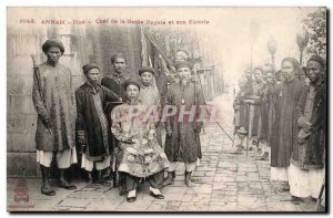 Annam Hue Old Postcard Chef of the royal guard and its escort Indo-China Indo...