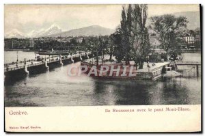 Old Postcard Miss Roussseau Geneva with Mont Blanc Bridge