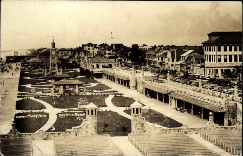 Daytona Beach Florida FL Ocean Front Park Birdseye Real Photo Postcard