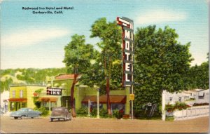Linen Postcard Redwood Inn Hotel and Motel US 101 in Garberville, California