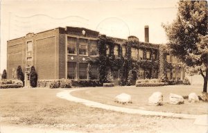 J47/ Augusta Michigan RPPC Postcard c1940s High School Building 204