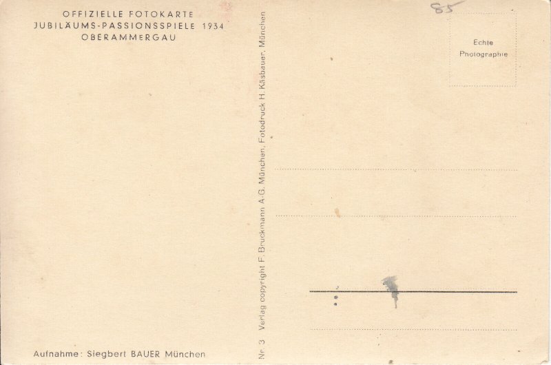 Passionsspiele Oberammergau 1934 - Actor autograph Lang Hans as Jesus 