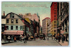 c1910 Washington St. Newspaper Row Old Corner Book Boston Massachusetts Postcard