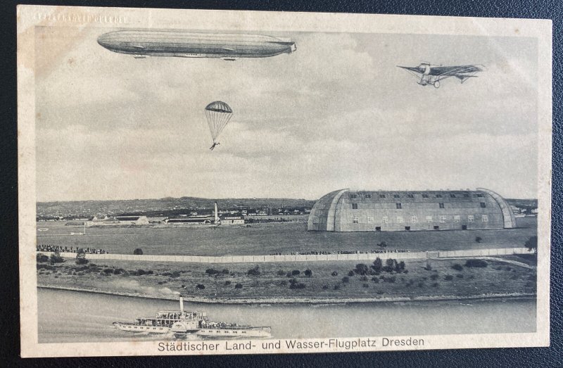 Mint Germany Picture Postcard In City Dresden Land And Water Airfield