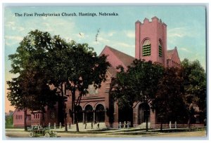 1918 Exterior View First Presbyterian Church Building Hastings Nebraska Postcard