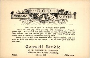 Altus OK Oklahoma New Year Conwell Studio Advertisement Vintage Postcard