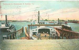 Ferryboats to Portsmouth & Berkley Virginia VA 1909 UDB Postcard