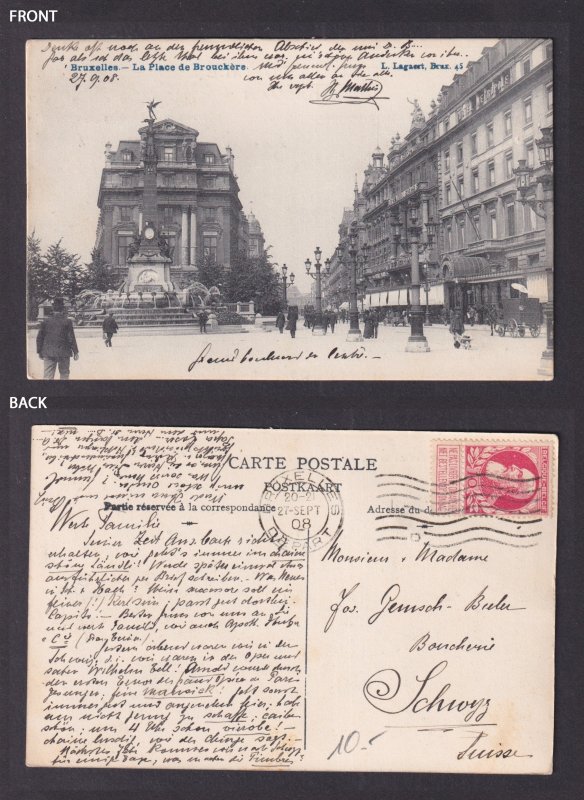 Vintage Postcard Belgium Brussels Place de Brouckere 1908