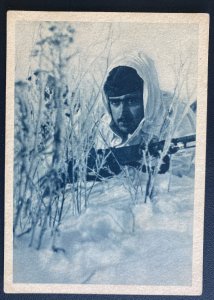 Mint WW2 Spain Blue Division Soldier in Snow USSR Russia RPPC Postcard Wehrmacht