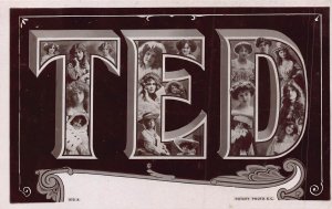 TED-LARGE LETTER MADE WITH IMAGES OF BEAUTIFUL WOMEN~1905 ROTARY PHOTO POSTCARD