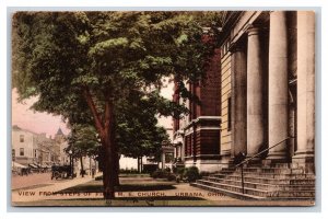 View From Steps of M E Church Urbana OH UNP Hand Colored Albertype Postcard V19