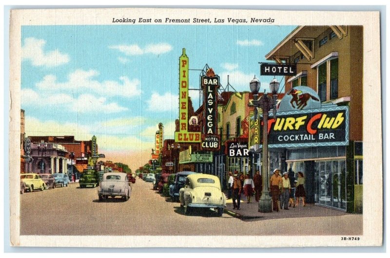 c1940s Looking East On Fremont Street Las Vegas Nevada NV Unposted Cars Postcard