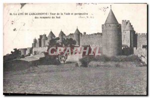 Old Postcard La Cite Carcassonne Tower Vade perspective and South ramparts