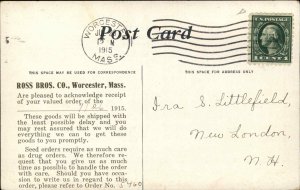 Worcester Massachusetts MA Ross Bros Co Sunset c1910 Vintage Postcard