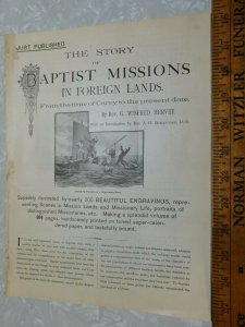 1880s Rev G Winfred Hervey Story Baptist Missions In Foreign Lands Booklet L17