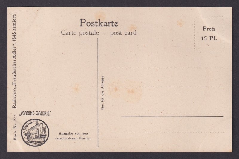 Vinatge postcard GERMANY Marine-Galerie Nr.277 - Radaviso Prussian Eagle