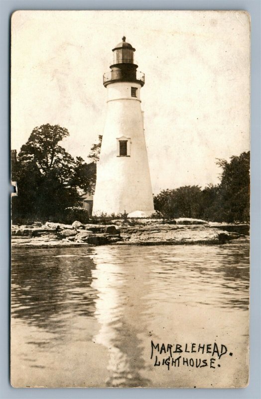 MARBLEHEAD OH LIGHT HOUSE 1915 ANTIQUE REAL PHOTO POSTCARD RPPC