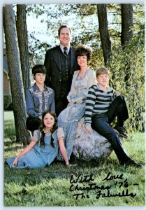 JERRY FALWELL & FAMILY Christmas Greetings 1976 ~ 5x7 Blank Back Postcard