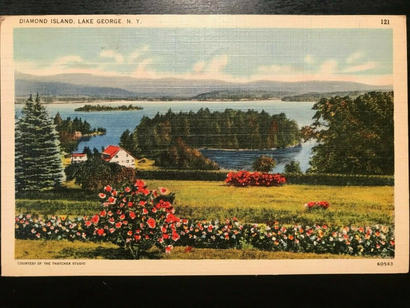 Vintage Postcard 1944 Diamond Island Lake George New York