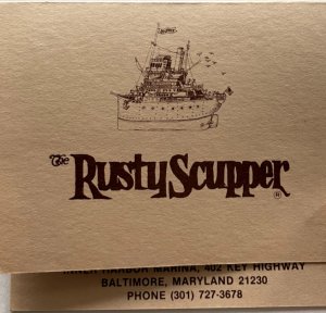 Vintage 80s The Rusty Scupper Lunch & Dinner Menu Baltimore Maryland  