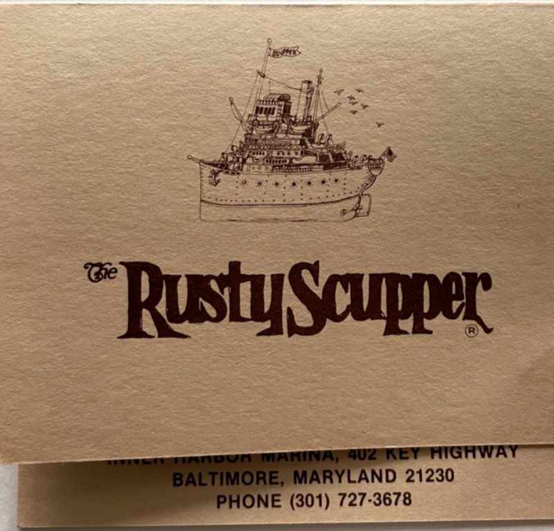 Vintage 80s The Rusty Scupper Lunch & Dinner Menu Baltimore Maryland  