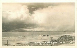 Great Salt Lake Utah View US 40 1940s RPPC Photo Postcard 21-4109