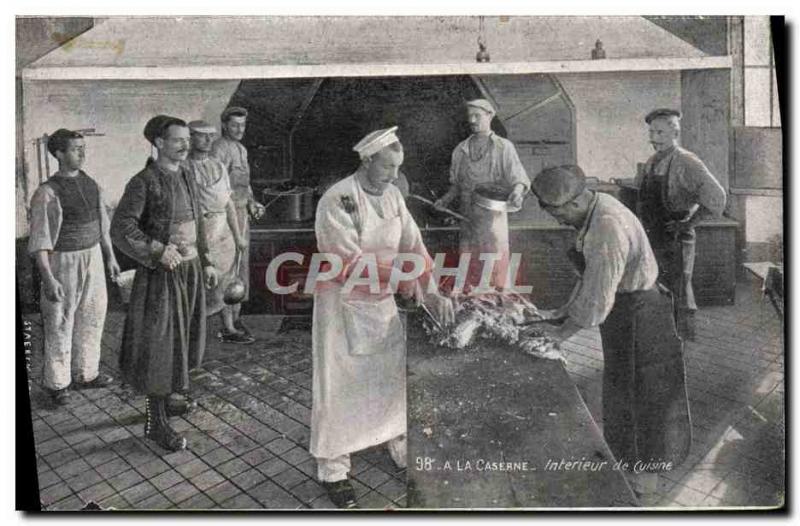 Postcard Old Army Barracks kitchen Interior Boucher Butcher