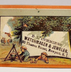 Antique Victorian 1870s Watch Jewelry Business Card Rhode Island 4 x 2.25
